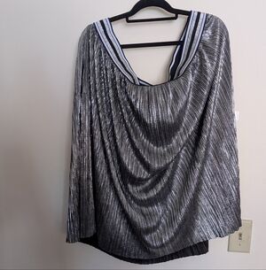 Silver Metallic Pleated Midi Skirt Very Flowy!